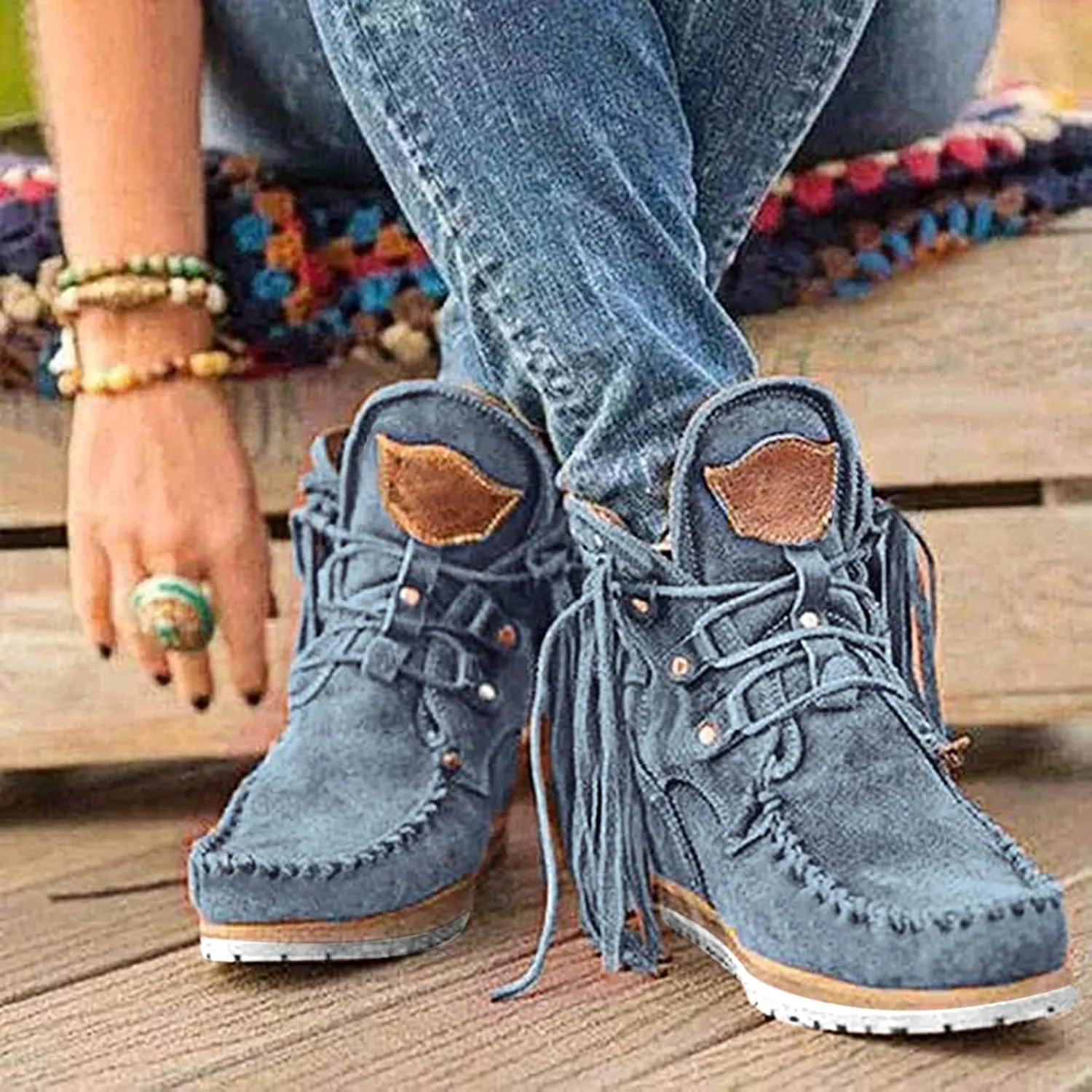 Cowboy Boots for Women No Heel 2529 New Arch Support Boots Side Zipper Vintage Damping Shoes Flat Heel Booties 52