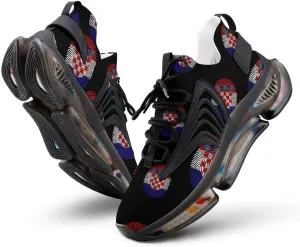 Croatia Finger Print Walking Shoes for Men Lightweight Tennis Fashion Elastic Sports Shoes Cushion Basketball Shoes