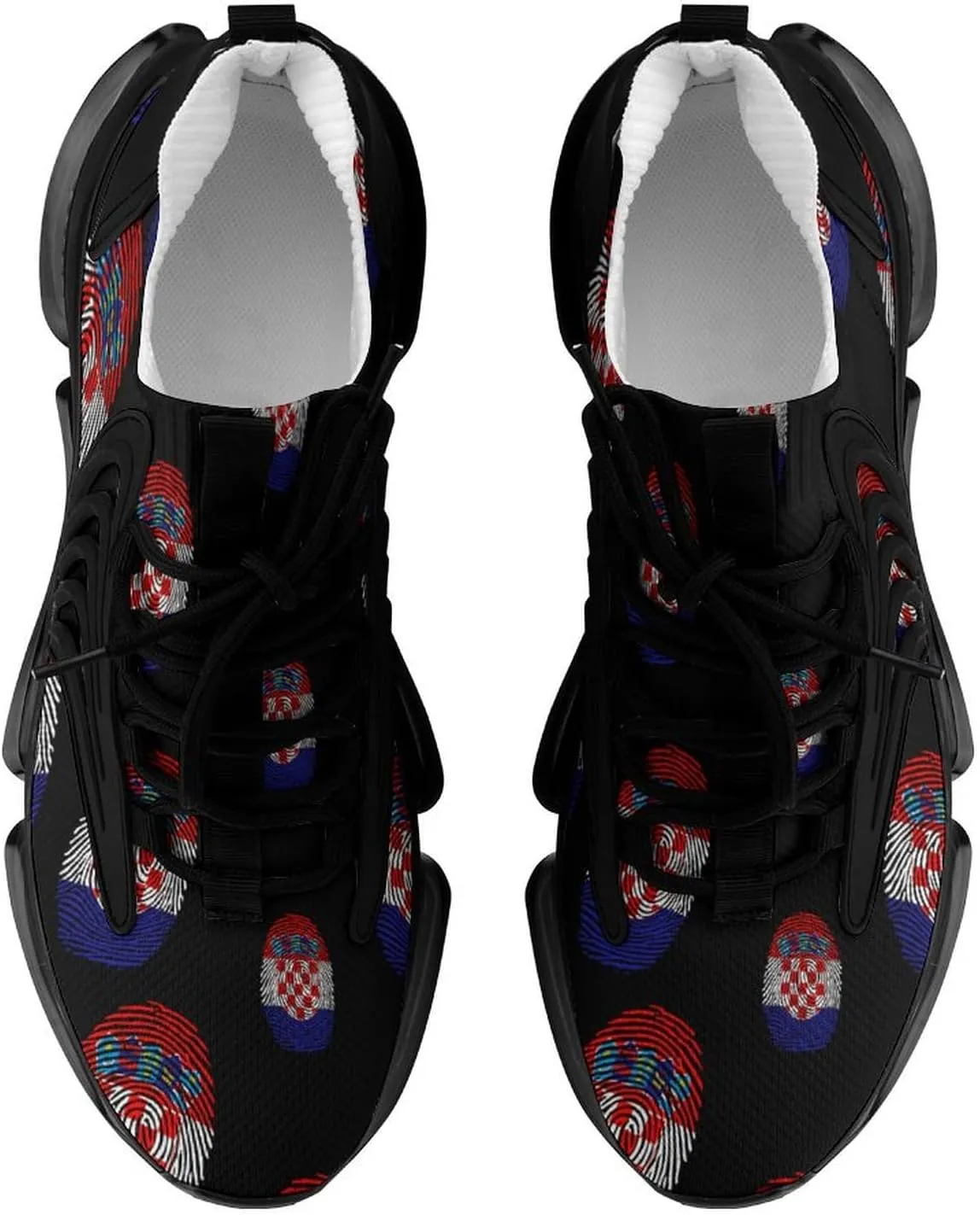 Croatia Finger Print Walking Shoes for Men Lightweight Tennis Fashion Elastic Sports Shoes Cushion Basketball Shoes