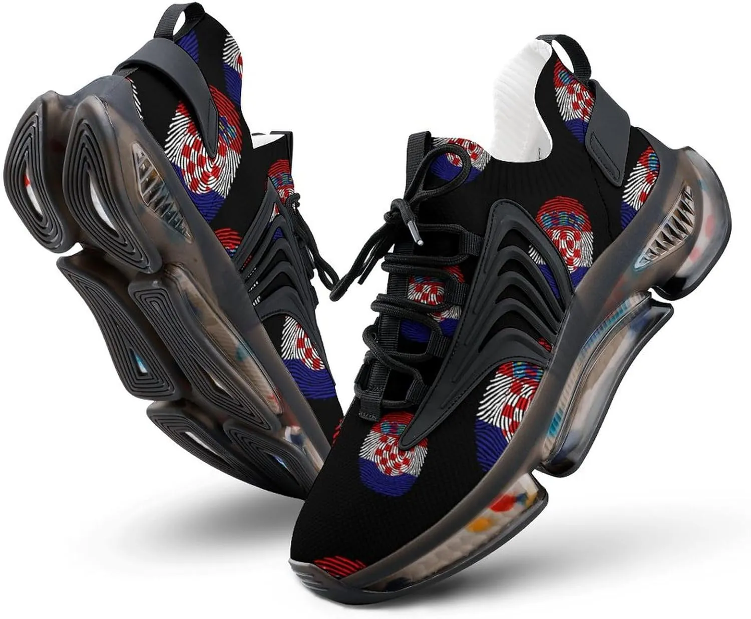 Croatia Finger Print Walking Shoes for Men Lightweight Tennis Fashion Elastic Sports Shoes Cushion Basketball Shoes