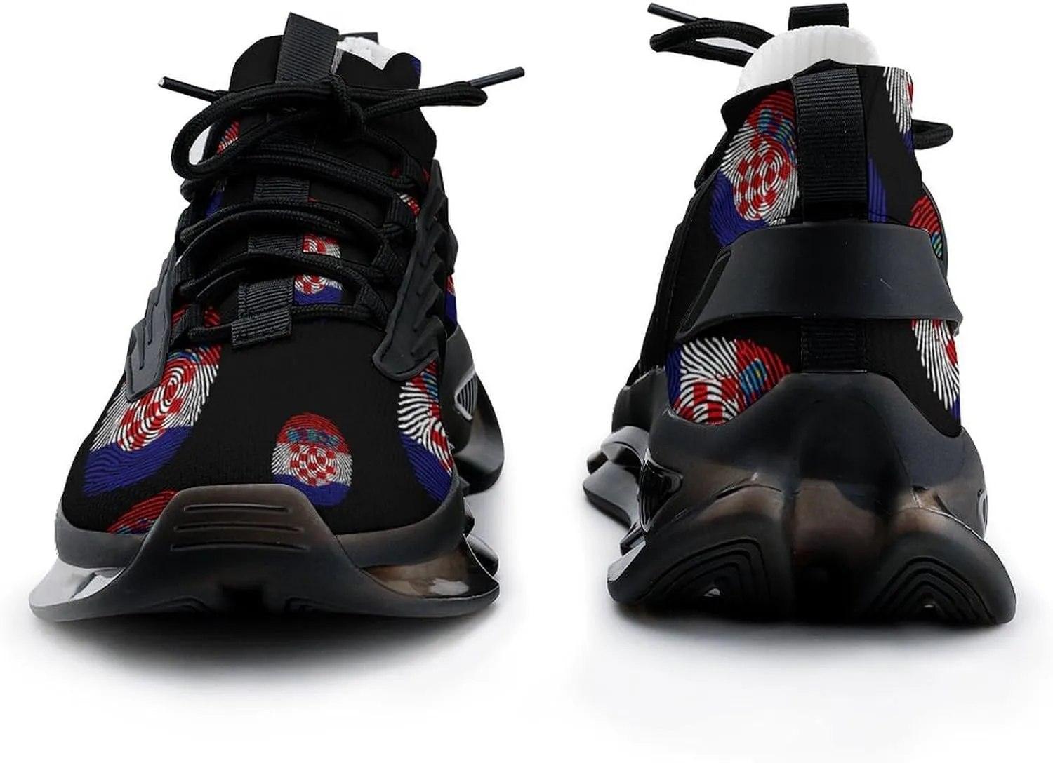 Croatia Finger Print Walking Shoes for Men Lightweight Tennis Fashion Elastic Sports Shoes Cushion Basketball Shoes