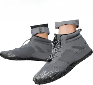 Crzidha Unisex Snow Hiking Boots,Warm Plush Lined Stretch Drawstring Easy On Ankle Boots Comfortable Winter Sneakers Non Slip Waterproof Non Slip Snow Hiking Trekking Ankle Boots A1-Grey Size 11.5