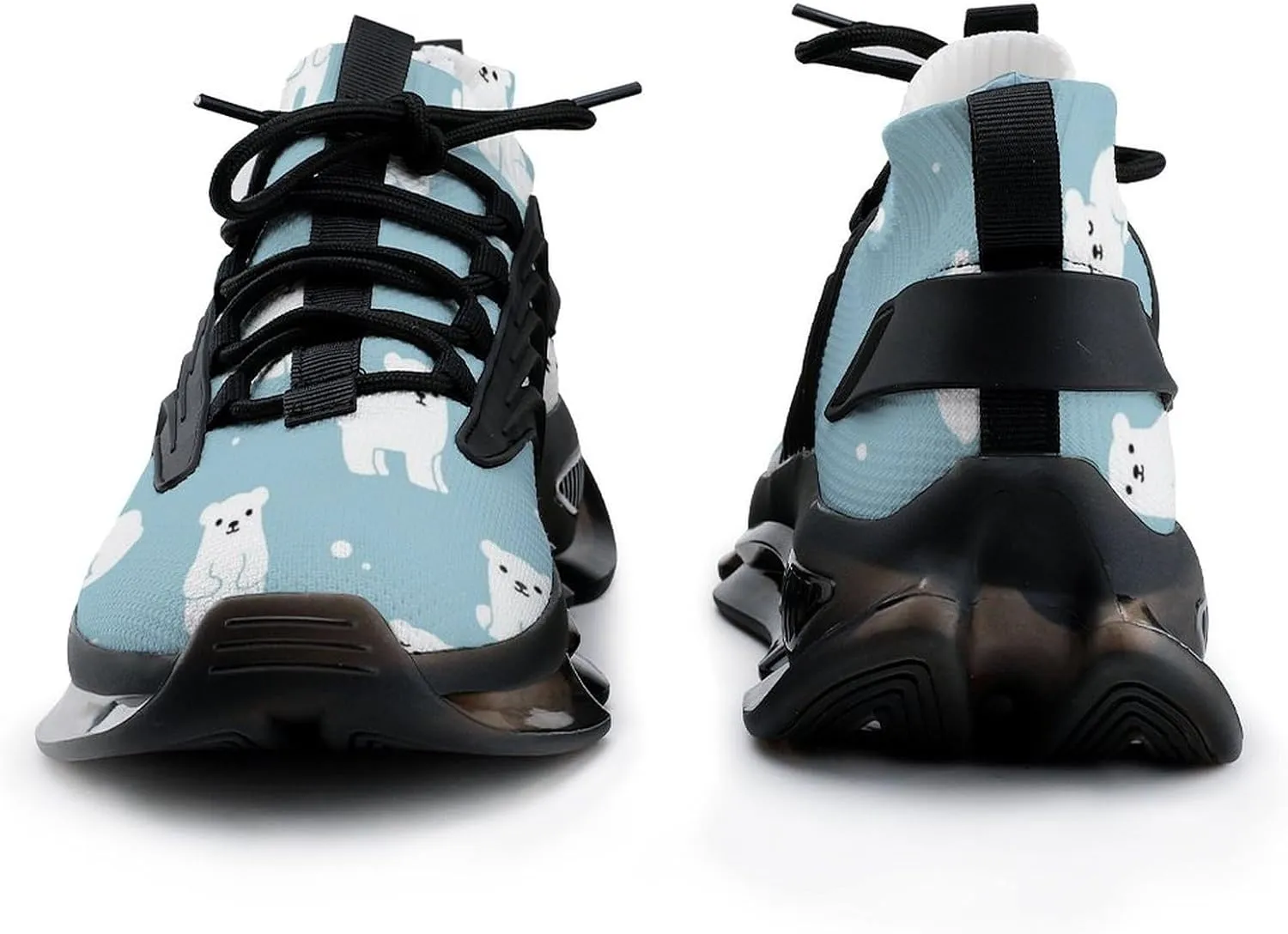 Cute Cartoon Polar Bear Walking Shoes for Men Lightweight Tennis Fashion Elastic Sports Shoes Cushion Basketball Shoes