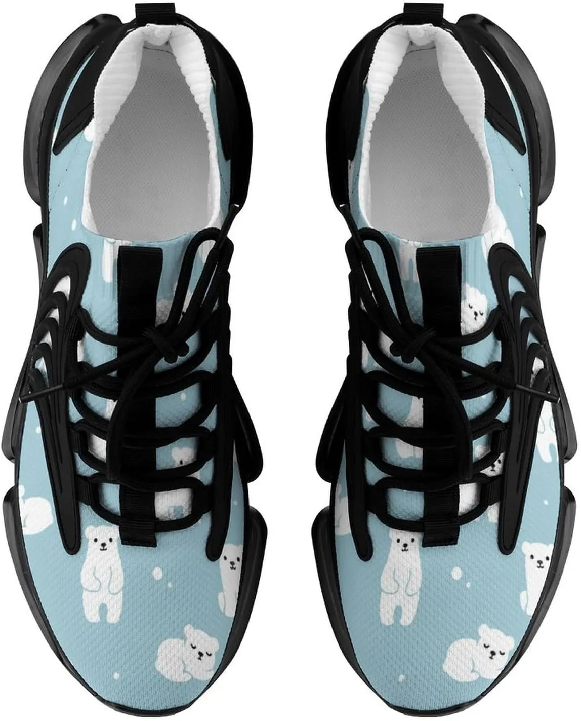 Cute Cartoon Polar Bear Walking Shoes for Men Lightweight Tennis Fashion Elastic Sports Shoes Cushion Basketball Shoes