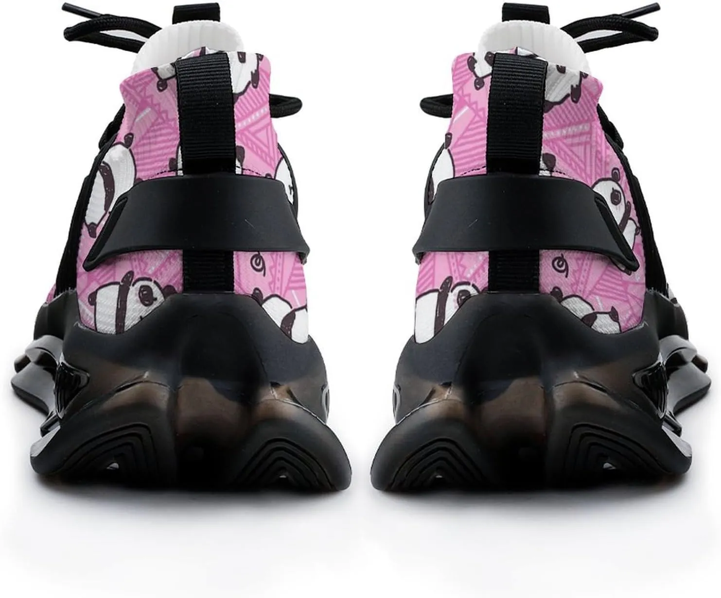 Cute Pandas Pattern Walking Shoes for Men Lightweight Tennis Fashion Elastic Sports Shoes Cushion Basketball Shoes