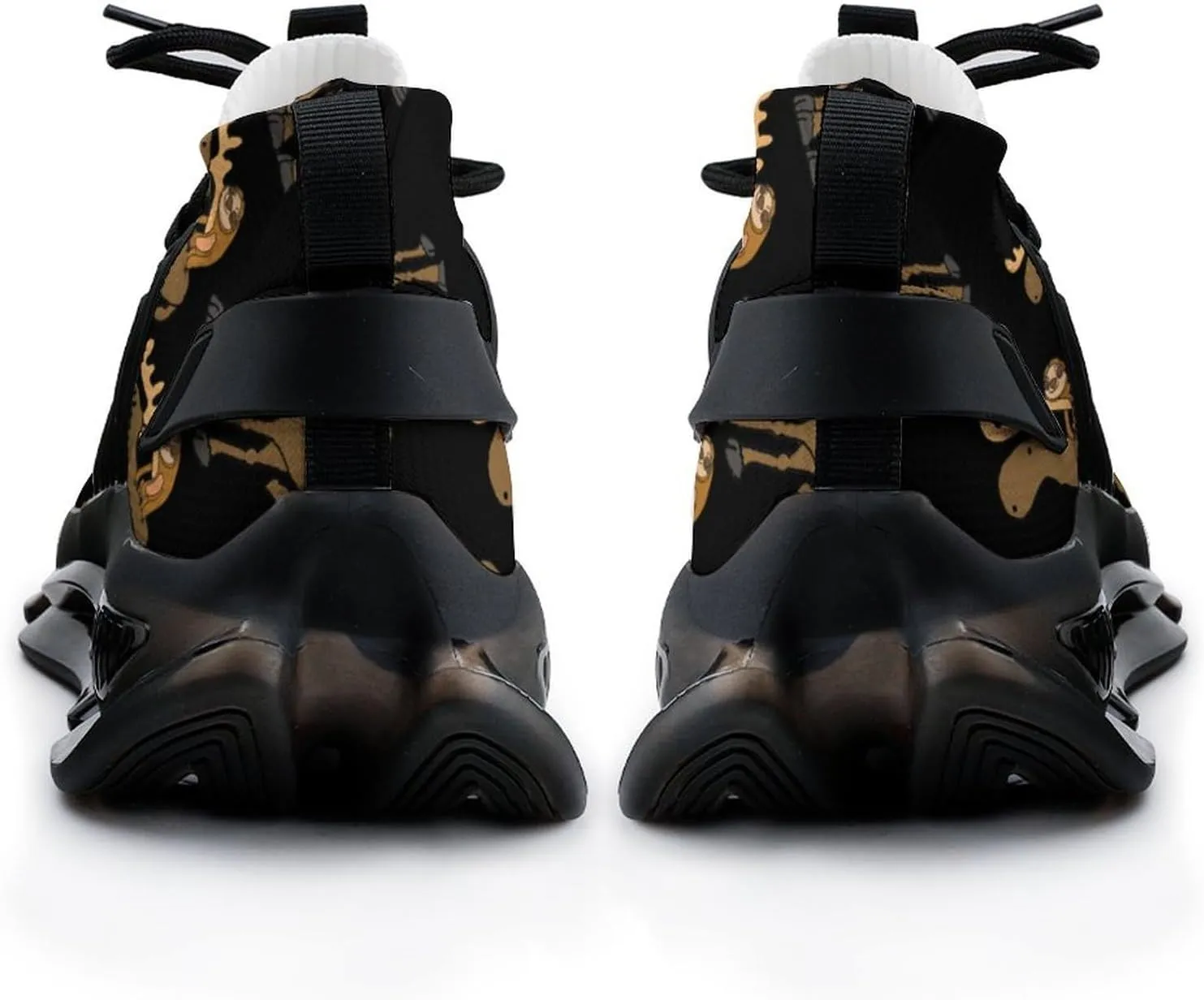 Cute Sloth Riding Moose Walking Shoes for Men Lightweight Tennis Fashion Elastic Sports Shoes Cushion Basketball Shoes