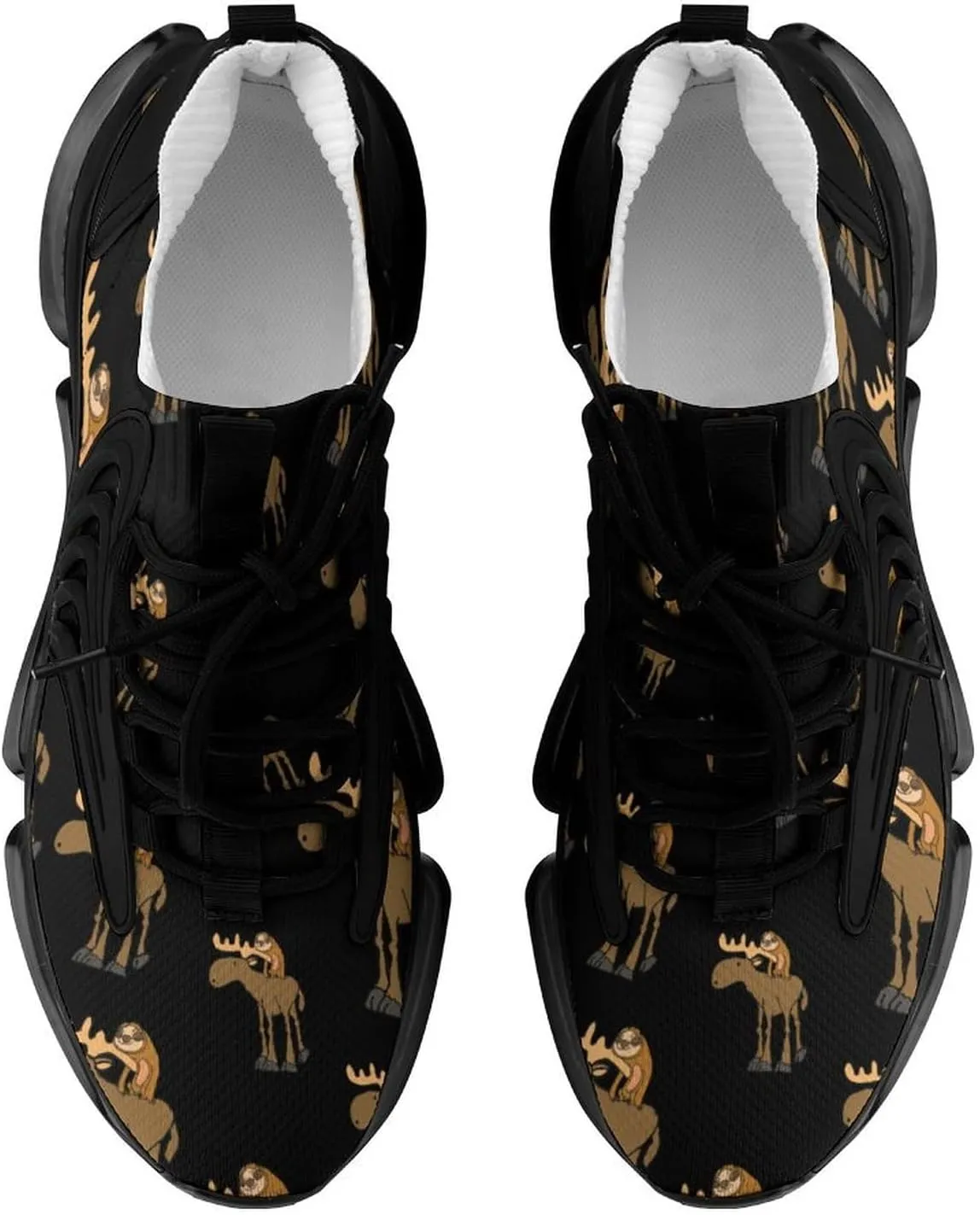 Cute Sloth Riding Moose Walking Shoes for Men Lightweight Tennis Fashion Elastic Sports Shoes Cushion Basketball Shoes