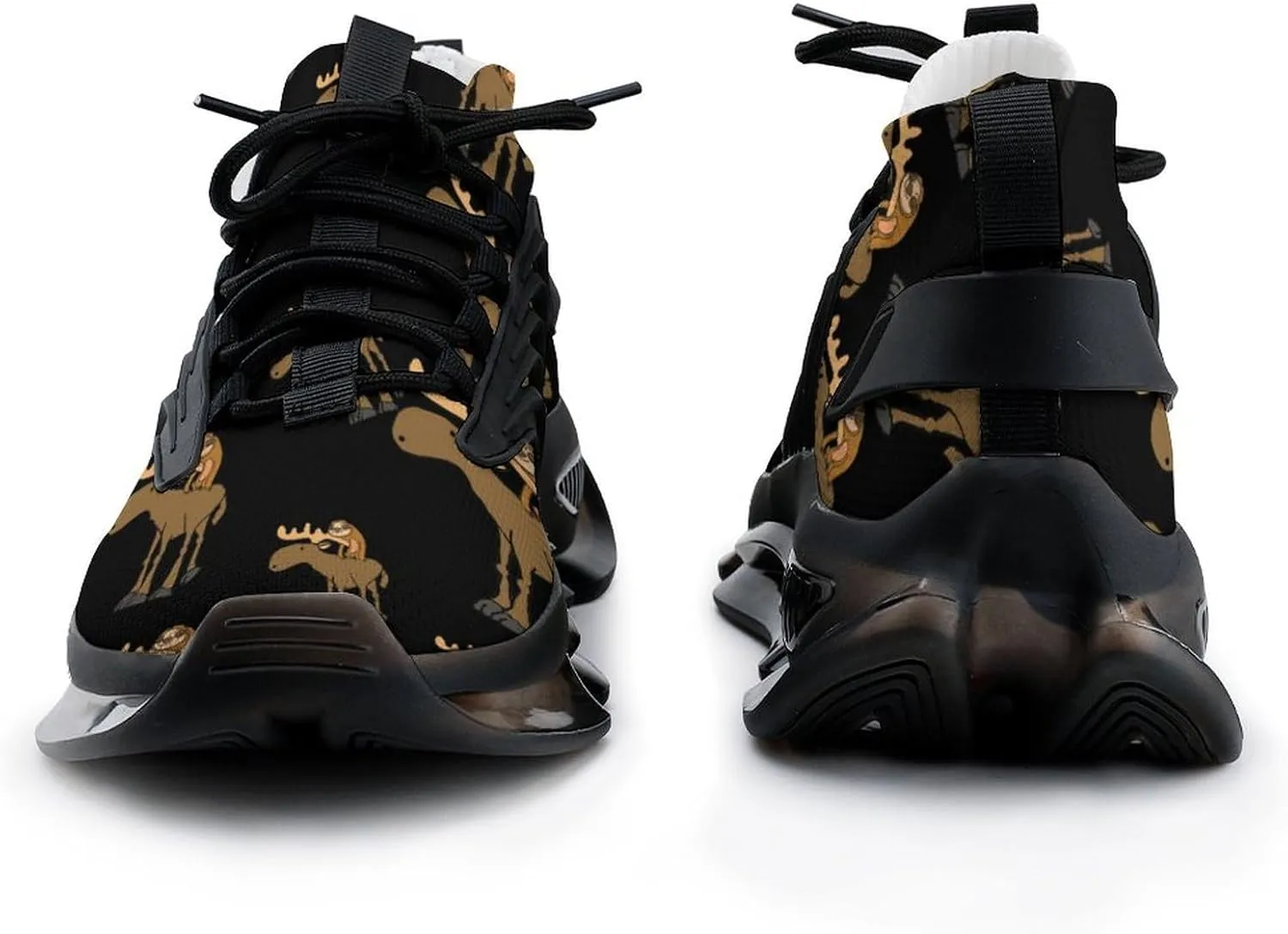 Cute Sloth Riding Moose Walking Shoes for Men Lightweight Tennis Fashion Elastic Sports Shoes Cushion Basketball Shoes
