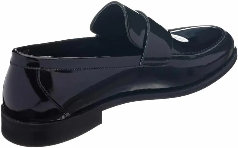 DALGALA Black Big Size Handmade Loafers with Patent Leather Business Dress Slip on Loafer Shoes for Men