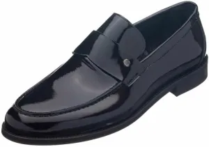 DALGALA Black Big Size Handmade Loafers with Patent Leather Business Dress Slip on Loafer Shoes for Men