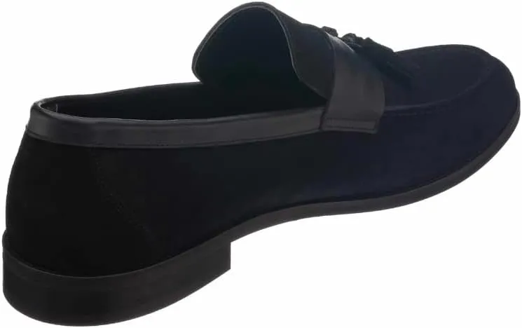 DALGALA Men's Black Genuine Suede Handmade Big Size Mens Tassel Loafers Casual Slip on Dress Shoes