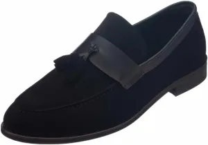 DALGALA Men's Black Genuine Suede Handmade Big Size Mens Tassel Loafers Casual Slip on Dress Shoes