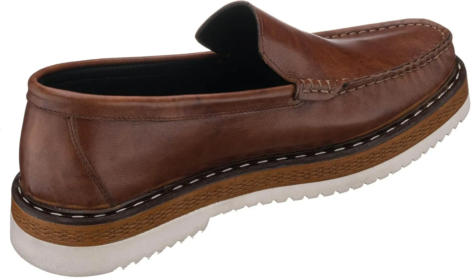 DALGALA Men's Brown Leather Handcrafted Loafer Shoes Slip on Fashion Casual Shoes