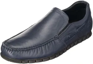 DALGALA Men's Navy Blue Big Size Handmade Leather Penny Loafers Casual Shoes Driving Loafers Slip On Shoes