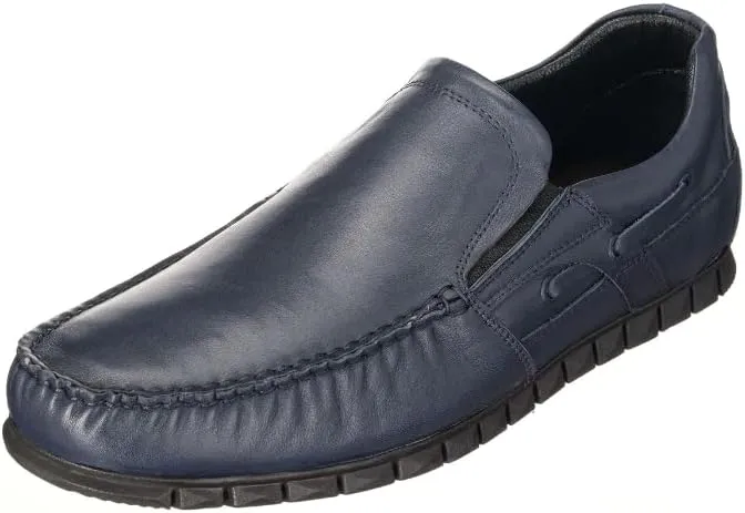 DALGALA Men's Navy Blue Big Size Handmade Leather Penny Loafers Casual Shoes Driving Loafers Slip On Shoes