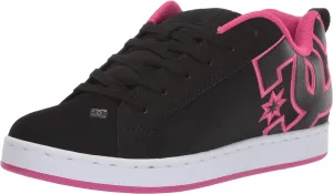 DC womens Court Graffik Skate Shoe, Black/Pink Stencil, 7 US