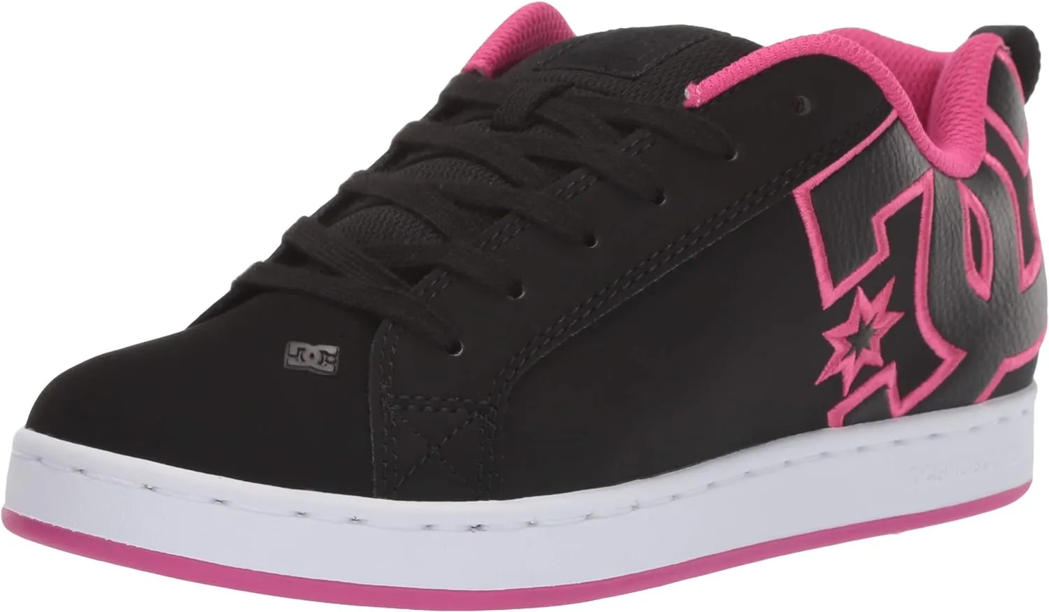 DC womens Court Graffik Skate Shoe, Black/Pink Stencil, 7 US