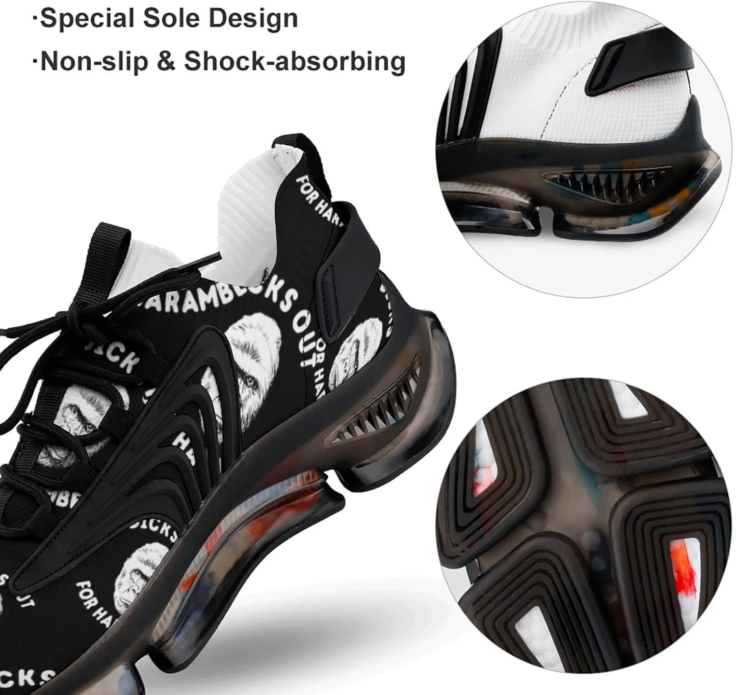 Dicks Out for Harambe Walking Shoes for Men Lightweight Tennis Fashion Elastic Sports Shoes Cushion Basketball Shoes