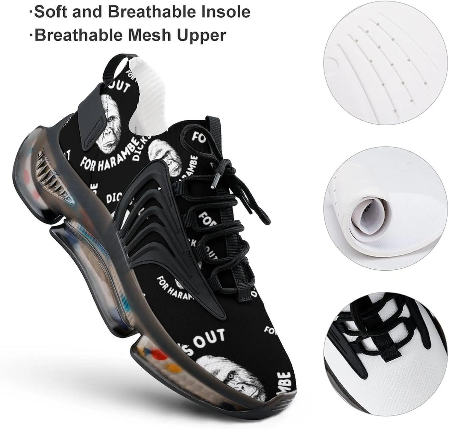 Dicks Out for Harambe Walking Shoes for Men Lightweight Tennis Fashion Elastic Sports Shoes Cushion Basketball Shoes