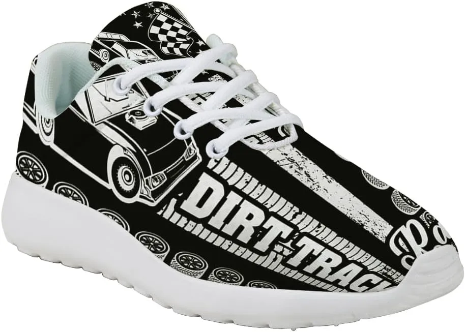 Dirt Track Racing Checkered Racing American Flag Shoes for Women Men Trail Running Casual Fashion Sneakers Slip-on Tennis Shoes