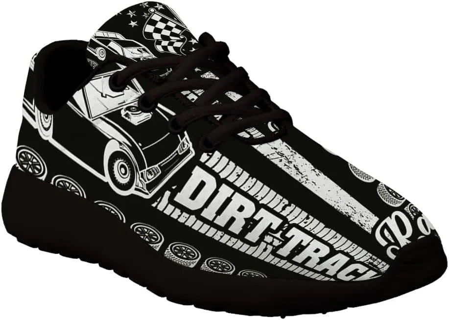 Dirt Track Racing Checkered Racing American Flag Shoes for Women Men Trail Running Casual Fashion Sneakers Slip-on Tennis Shoes