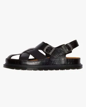 Dr Martens Archive Fisherman Sandals - Dark Brown Croc Emboss Analine Leather