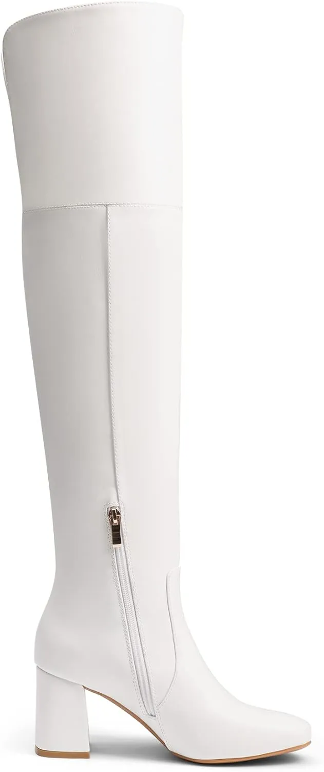 DREAM PAIRS Womens Thigh High Over the Knee Fashion Chunky Heel Long Boots