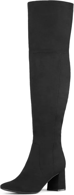DREAM PAIRS Womens Thigh High Over the Knee Fashion Chunky Heel Long Boots