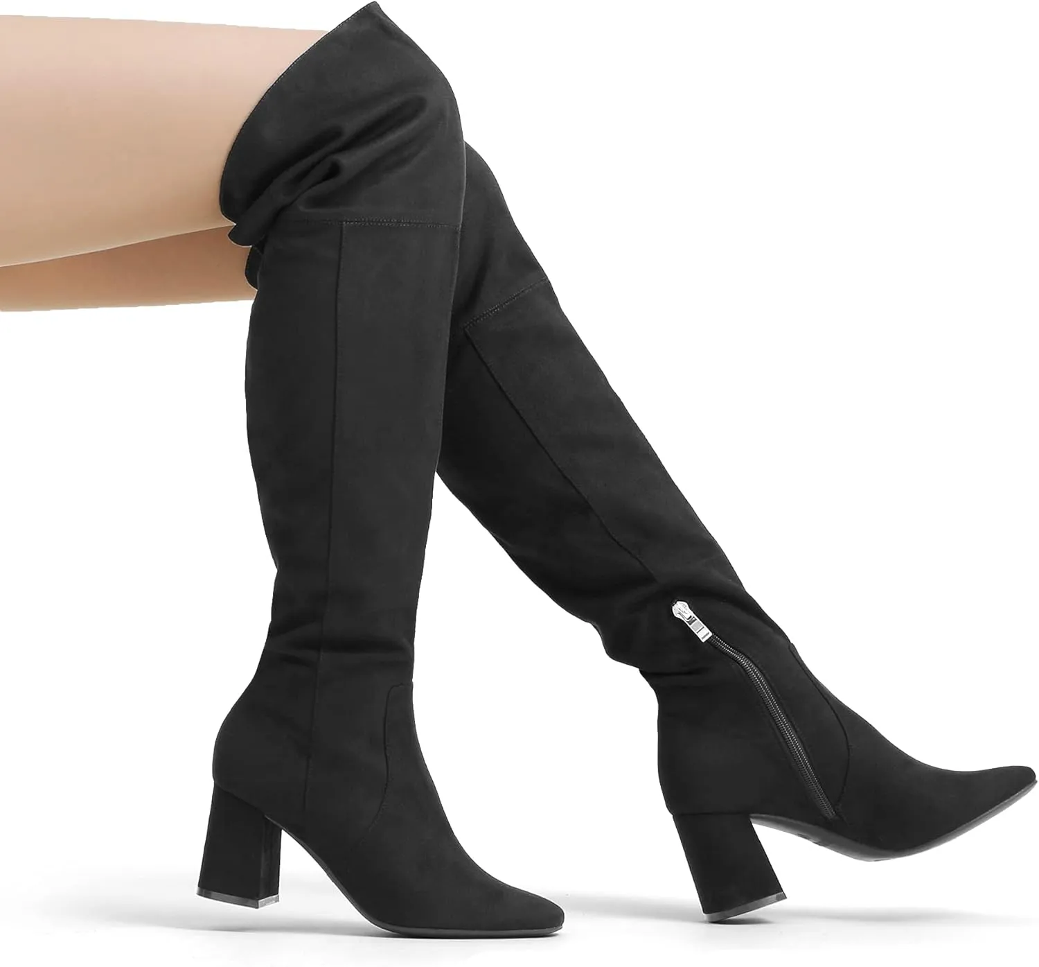 DREAM PAIRS Womens Thigh High Over the Knee Fashion Chunky Heel Long Boots