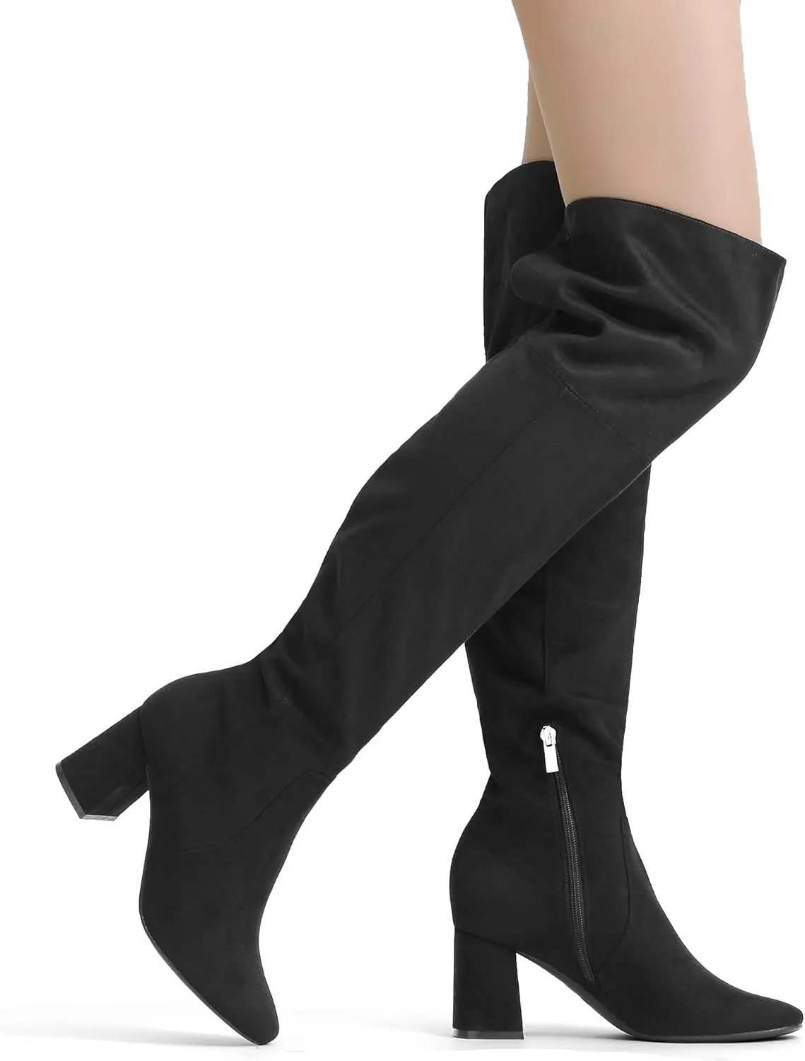 DREAM PAIRS Womens Thigh High Over the Knee Fashion Chunky Heel Long Boots