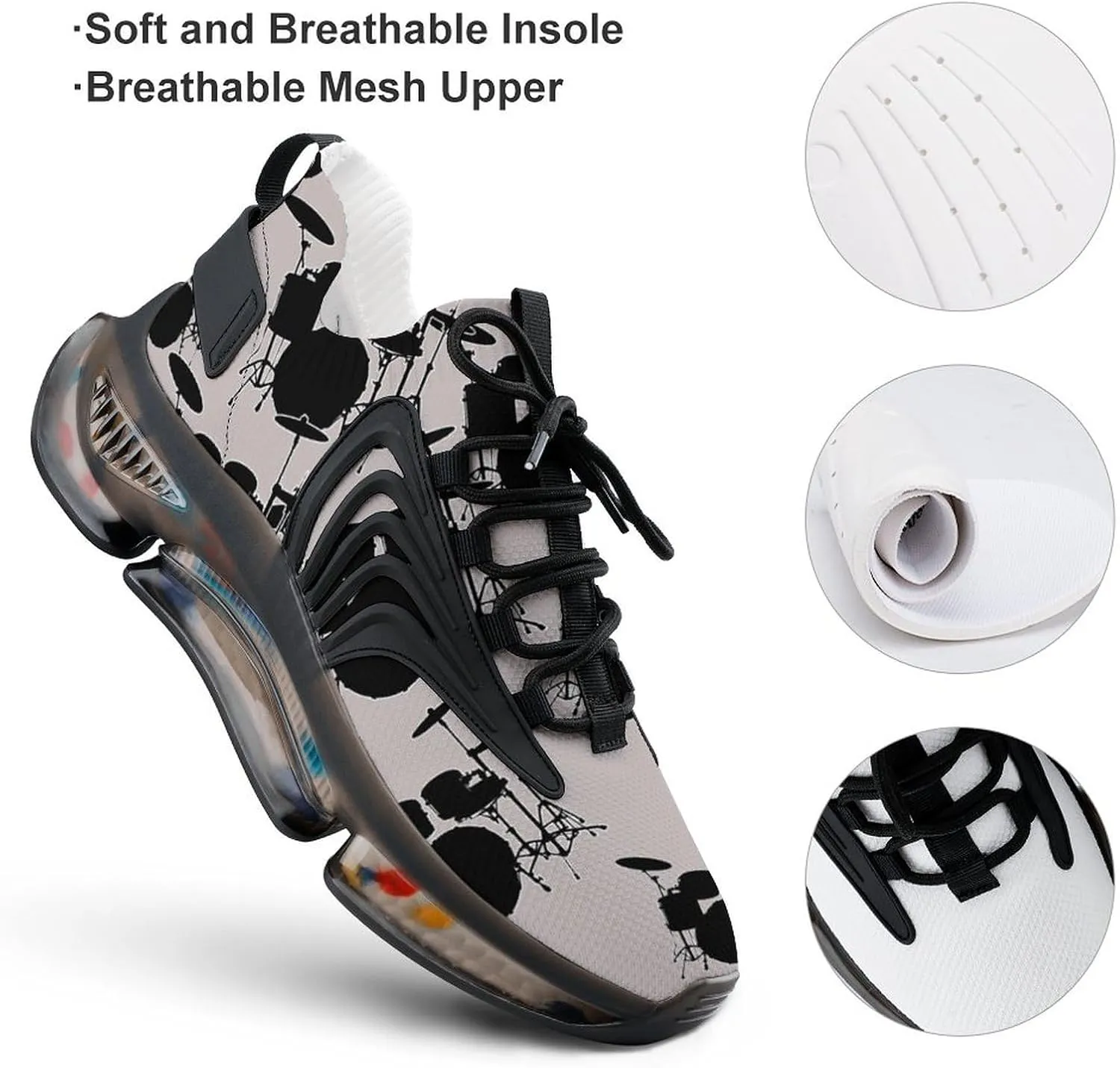 Drumms Drummer Walking Shoes for Men Lightweight Tennis Fashion Elastic Sports Shoes Cushion Basketball Shoes