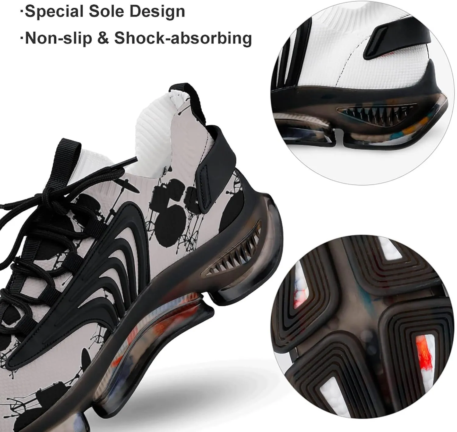 Drumms Drummer Walking Shoes for Men Lightweight Tennis Fashion Elastic Sports Shoes Cushion Basketball Shoes