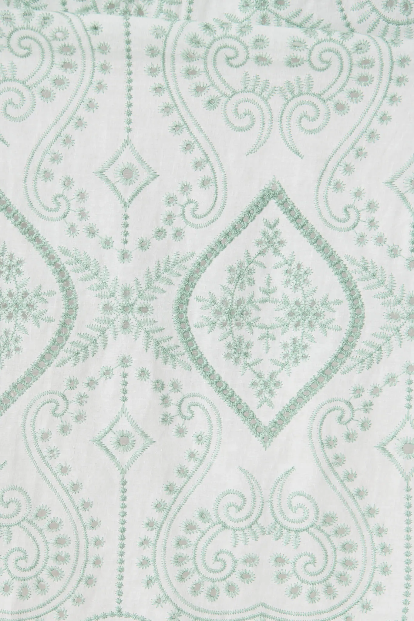 Emmanuelle Dress In White With Green Broderie