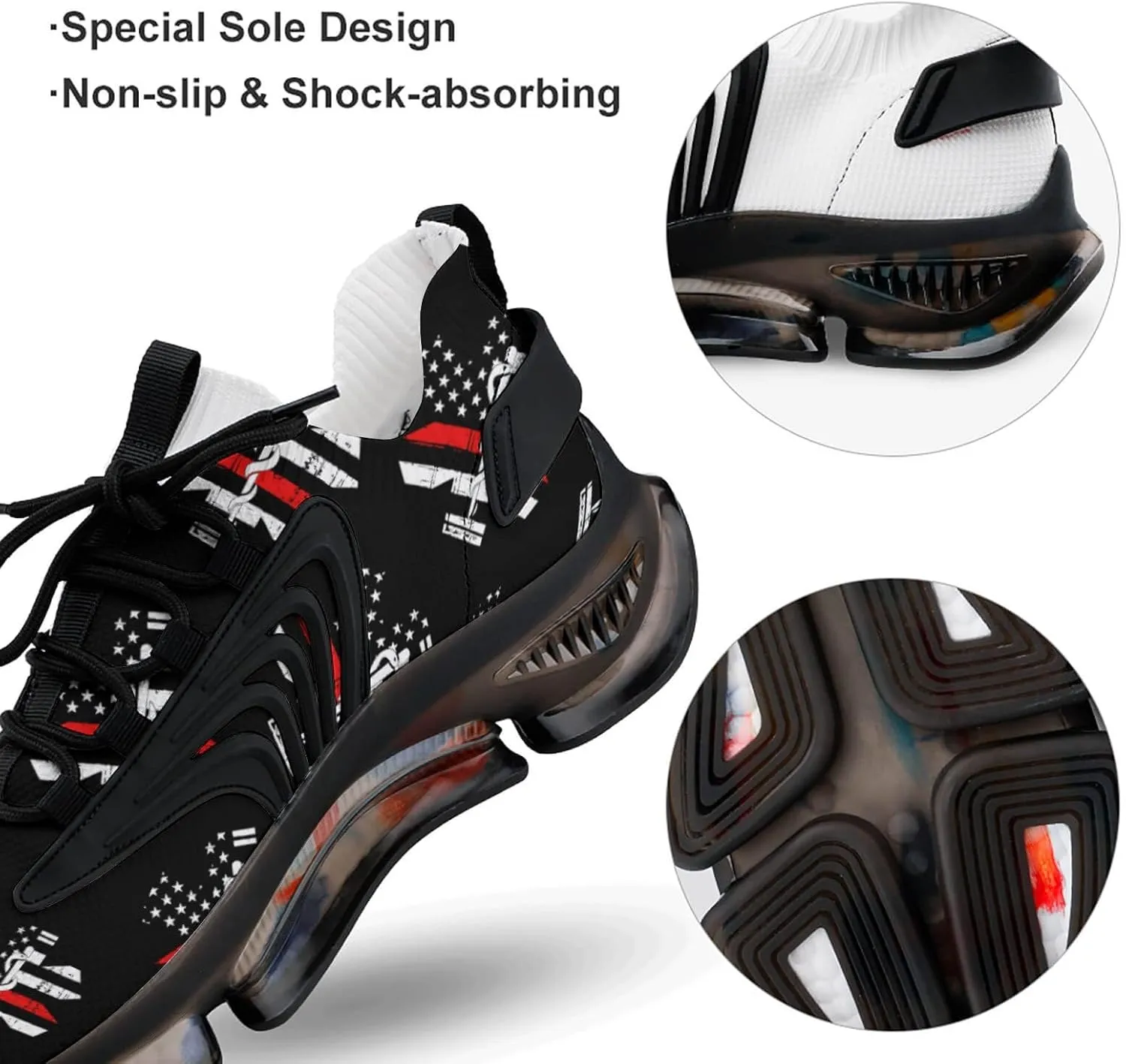 EMS Star of Life Walking Shoes for Men Lightweight Tennis Fashion Elastic Sports Shoes Cushion Basketball Shoes