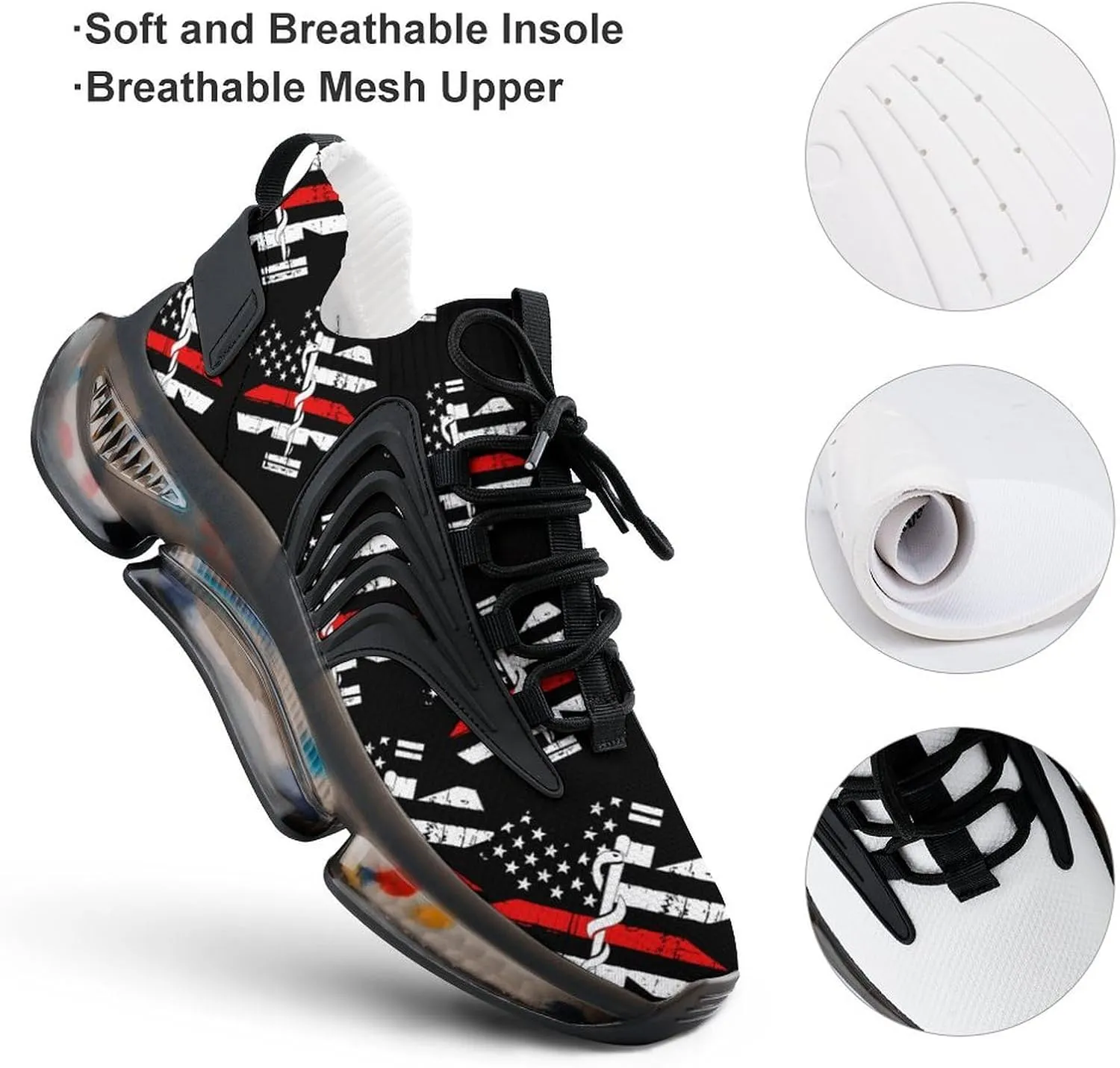 EMS Star of Life Walking Shoes for Men Lightweight Tennis Fashion Elastic Sports Shoes Cushion Basketball Shoes
