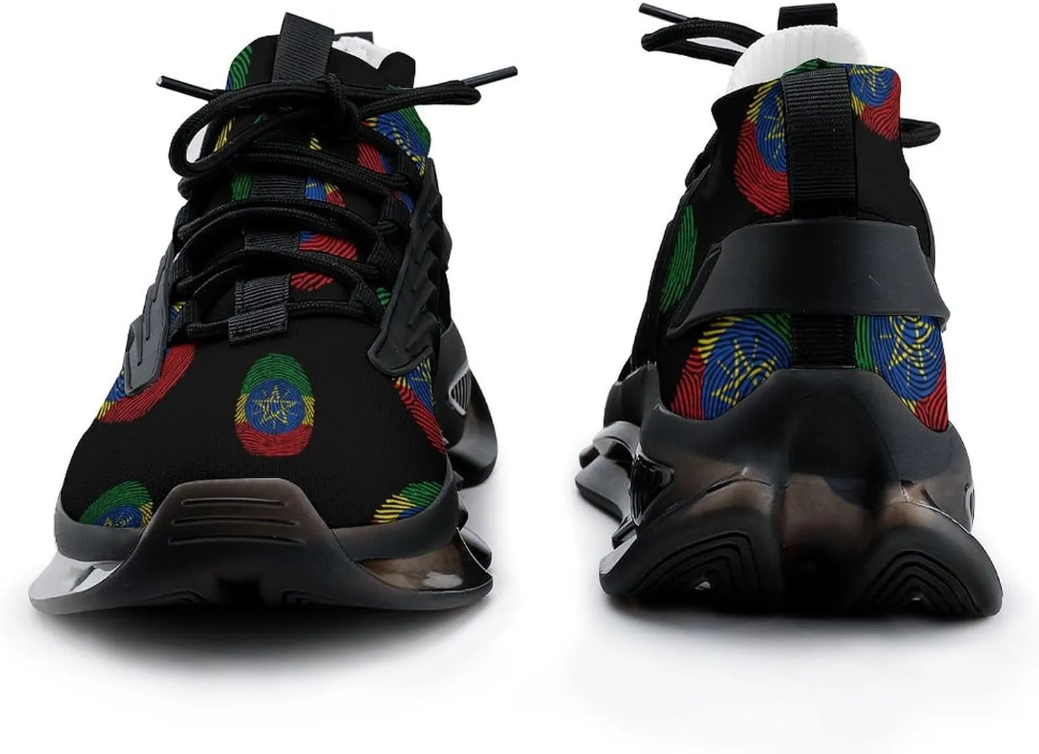 Ethiopia Fingerprint Walking Shoes for Men Lightweight Tennis Fashion Elastic Sports Shoes Cushion Basketball Shoes
