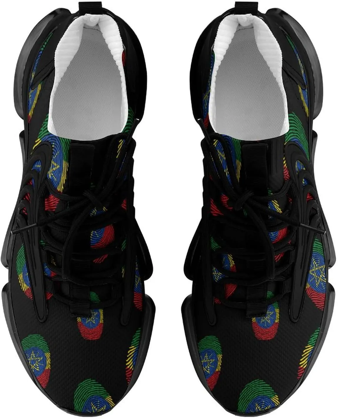 Ethiopia Fingerprint Walking Shoes for Men Lightweight Tennis Fashion Elastic Sports Shoes Cushion Basketball Shoes