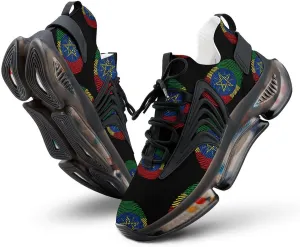 Ethiopia Fingerprint Walking Shoes for Men Lightweight Tennis Fashion Elastic Sports Shoes Cushion Basketball Shoes