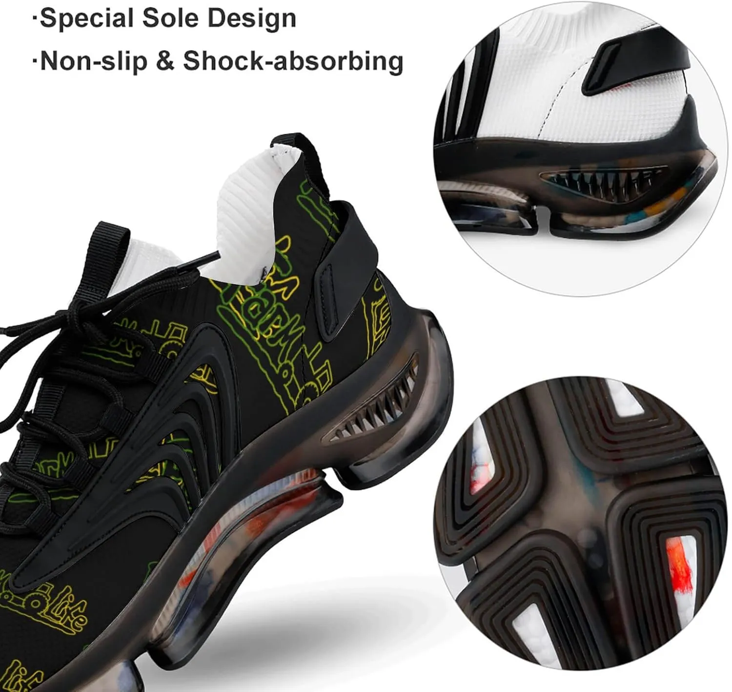 Farm Life Tractpr Walking Shoes for Men Lightweight Tennis Fashion Elastic Sports Shoes Cushion Basketball Shoes