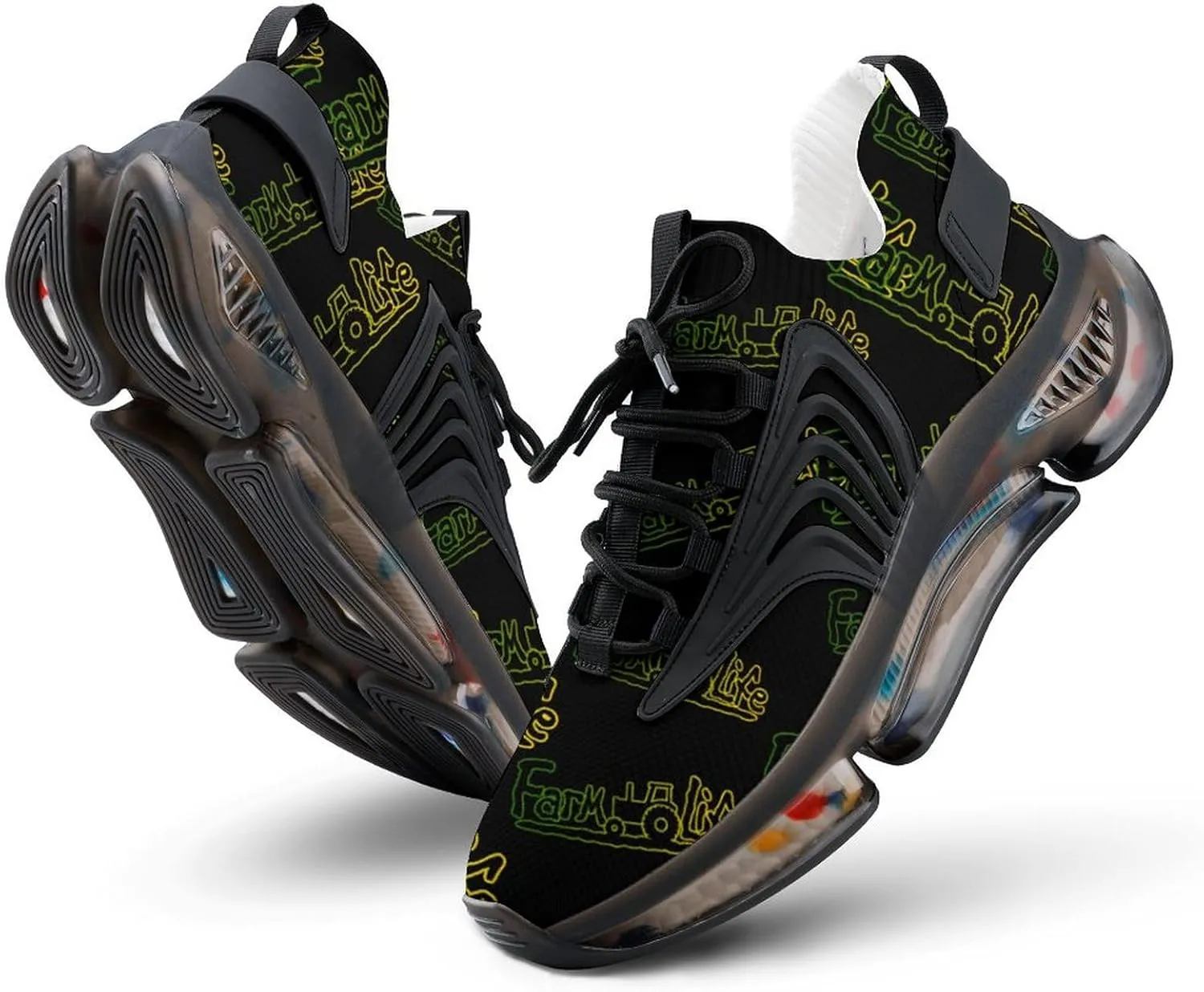 Farm Life Tractpr Walking Shoes for Men Lightweight Tennis Fashion Elastic Sports Shoes Cushion Basketball Shoes