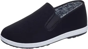 Fashion Autumn and Winter Men Casual Shoes Flat Lightwight Velvet Warm and Comfortable Solid Color Slip On Mens Dress Loafer Shoes Size 11 (Black, 8.5)
