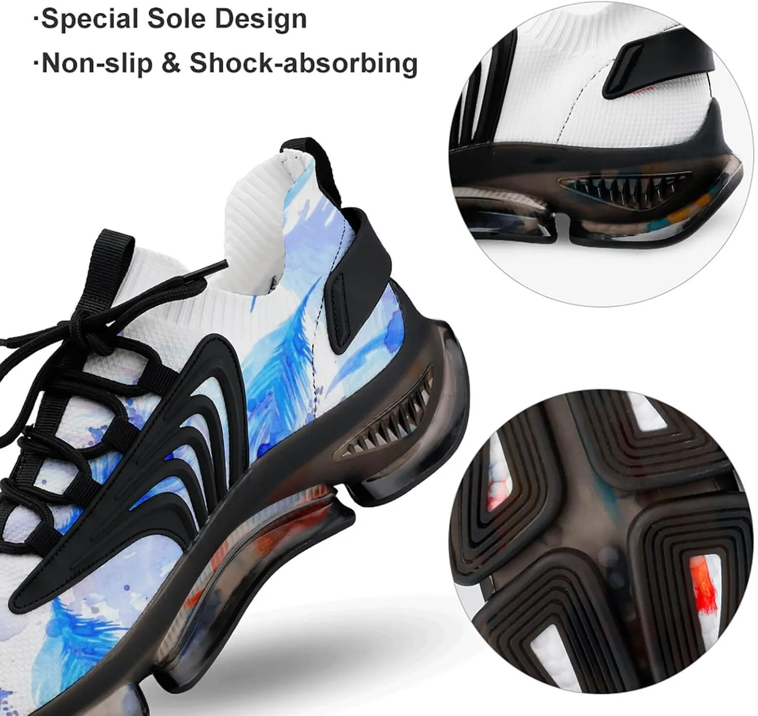 Feathers Fantastic Walking Shoes for Men Lightweight Tennis Fashion Elastic Sports Shoes Cushion Basketball Shoes