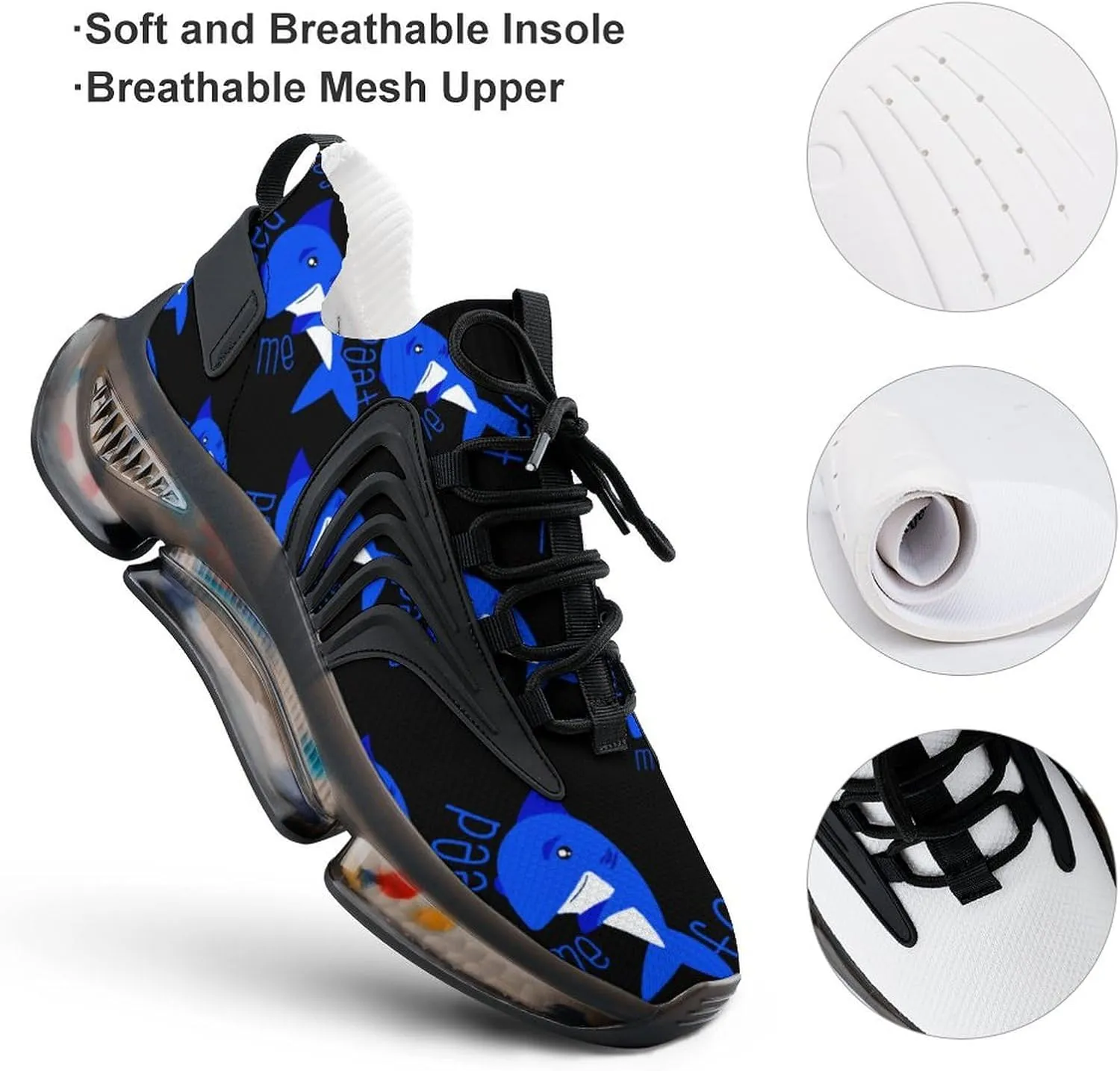Feed Me Dolph Walking Shoes for Men Lightweight Tennis Fashion Elastic Sports Shoes Cushion Basketball Shoes