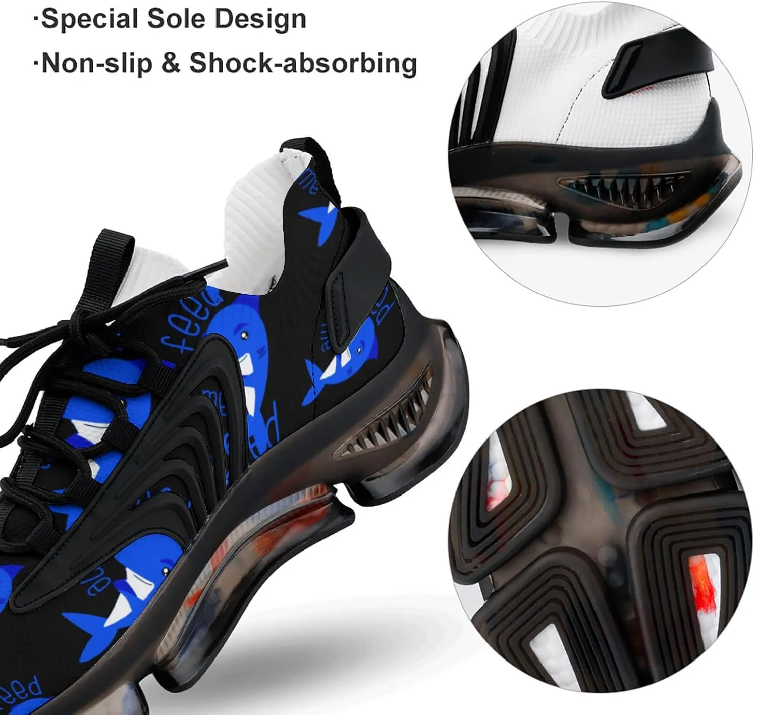 Feed Me Dolph Walking Shoes for Men Lightweight Tennis Fashion Elastic Sports Shoes Cushion Basketball Shoes