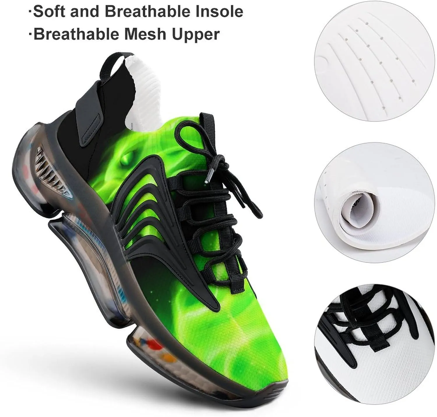 Fire Head of Dragon Walking Shoes for Men Lightweight Tennis Fashion Elastic Sports Shoes Cushion Basketball Shoes