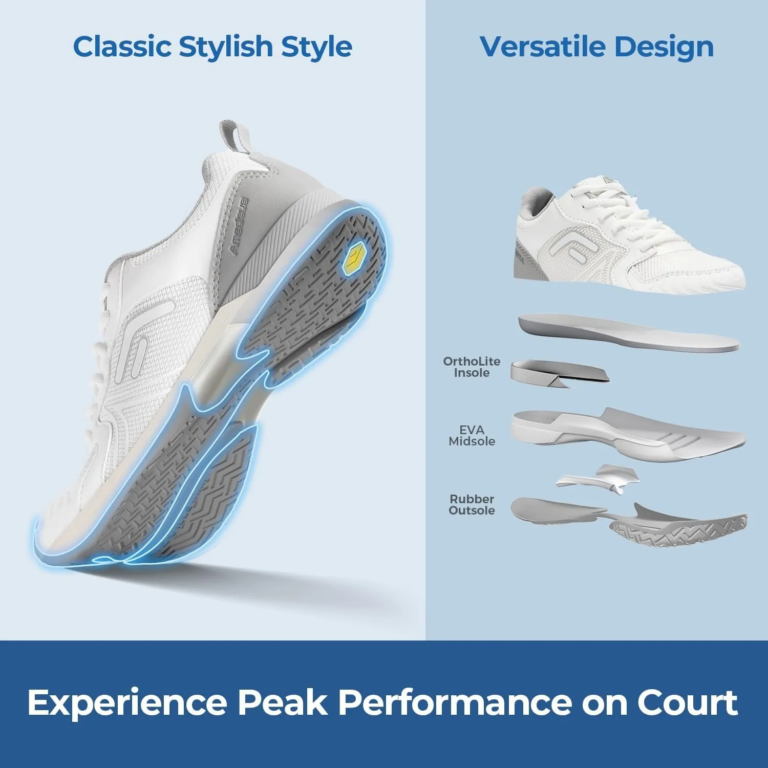 FitVille Wide Women's Pickleball Shoes Cloud-Like Lightweight Tennis Shoes with Arch Support Breathable Court Shoes for Racketball, Squash & Wide Toe Box