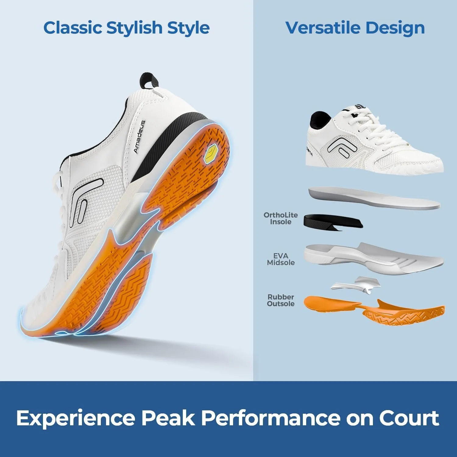 FitVille Wide Women's Pickleball Shoes Cloud-Like Lightweight Tennis Shoes with Arch Support Breathable Court Shoes for Racketball, Squash & Wide Toe Box