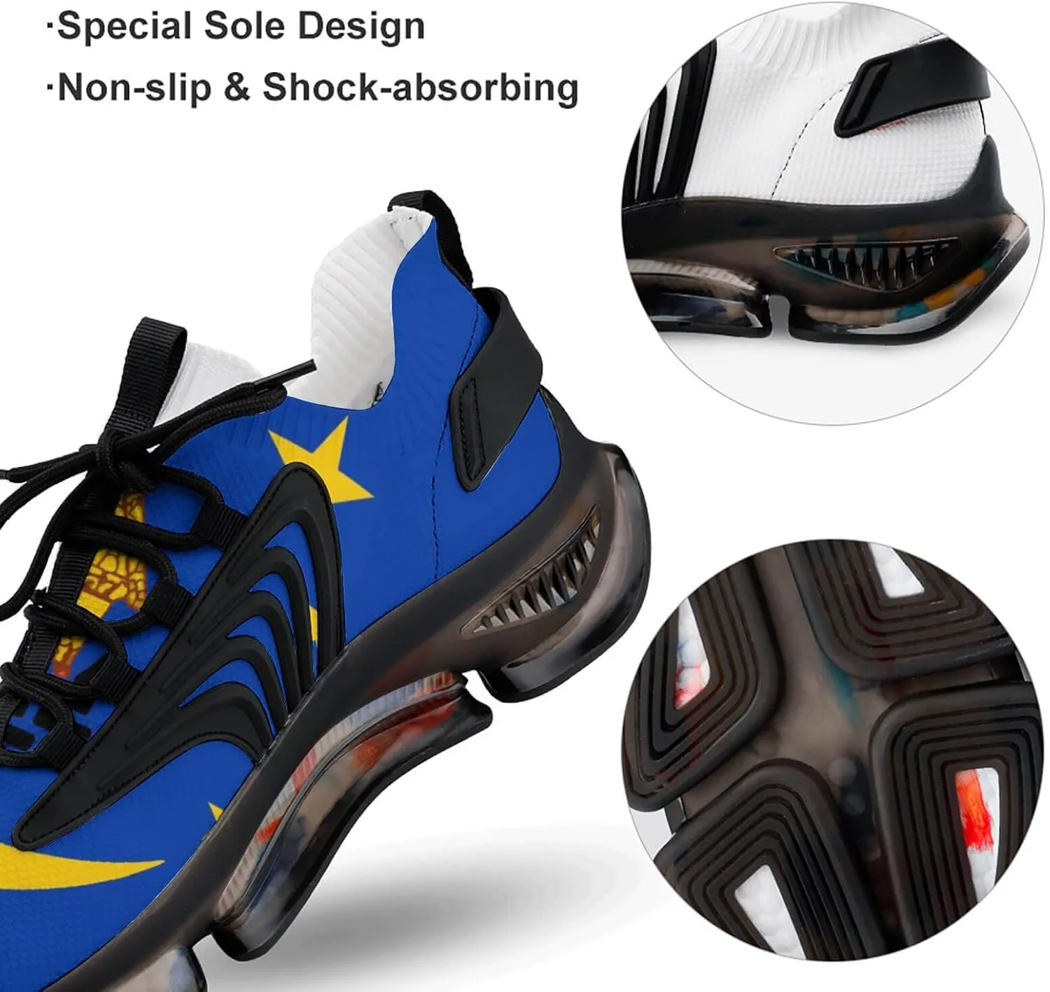 Flag of Koror State Walking Shoes for Men Lightweight Tennis Fashion Elastic Sports Shoes Cushion Basketball Shoes
