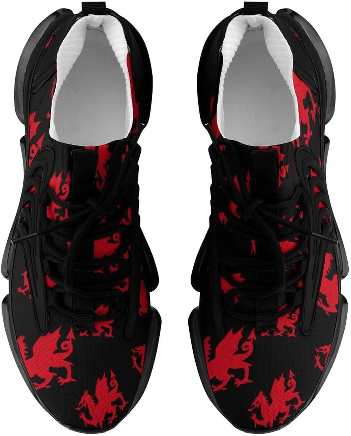 Flag of Wales Welsh Dragon Walking Shoes for Men Lightweight Tennis Fashion Elastic Sports Shoes Cushion Basketball Shoes