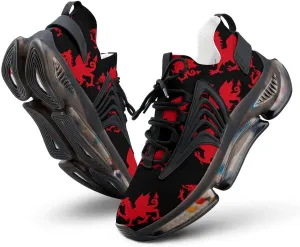 Flag of Wales Welsh Dragon Walking Shoes for Men Lightweight Tennis Fashion Elastic Sports Shoes Cushion Basketball Shoes